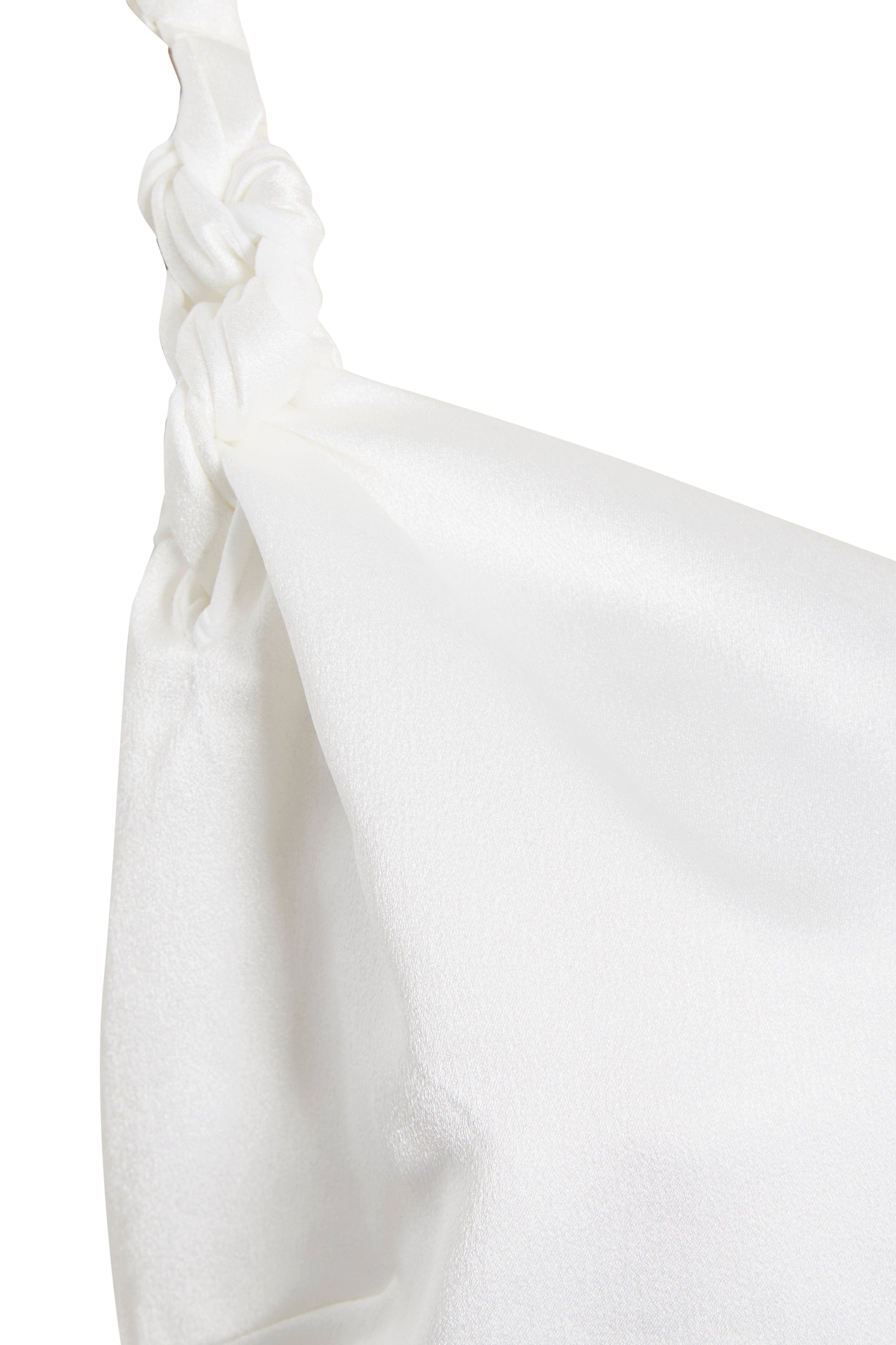 Ivory Satin Asymmetric Backless Maxi Dress